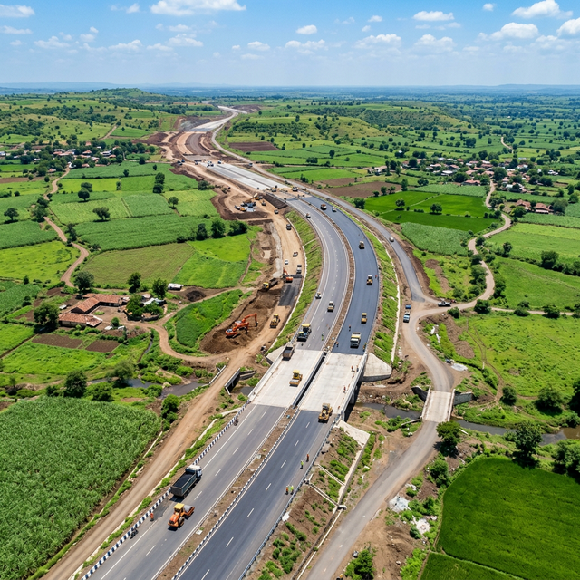 Highway road construction project in Nandgaon